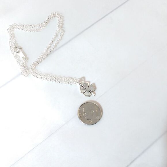 Four Leaf Clover Pendant & Chain Sterling Silver - Picture 4 of 4